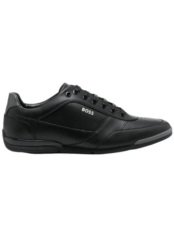 HUGO BOSS Saturn Logo Leather Low Top Sneakers Black 50485624 001 - HUGO BOSS - BALAAN