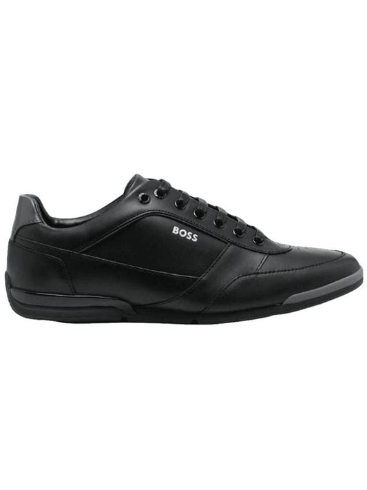 HUGO BOSS Saturn Logo Leather Low Top Sneakers Black 50485624 001 - HUGO BOSS - BALAAN