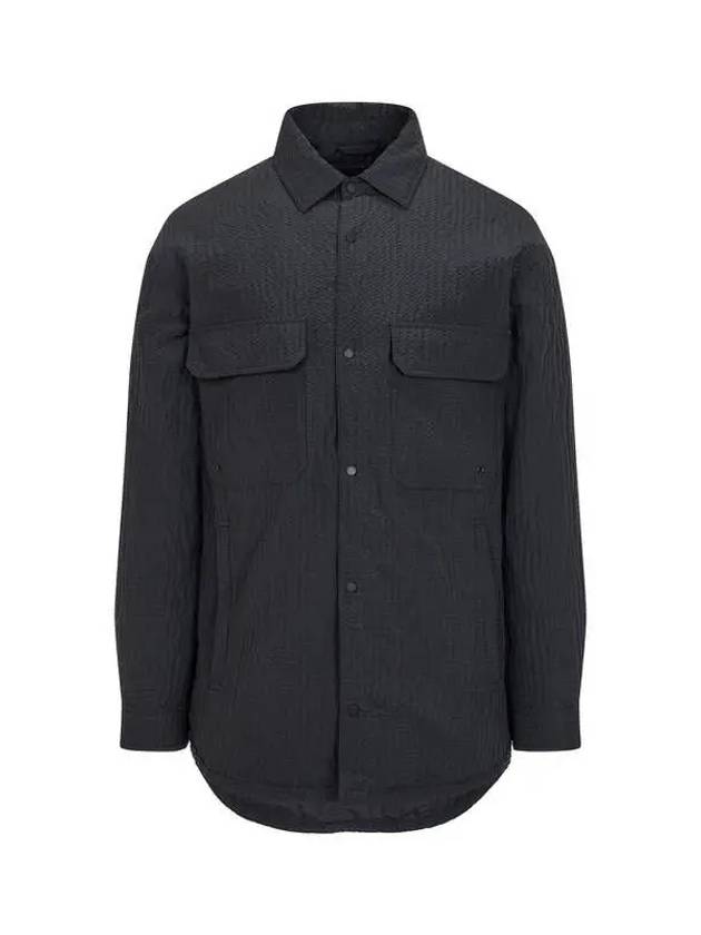 Men s seersucker snap button collar jacket black - EMPORIO ARMANI - BALAAN 1