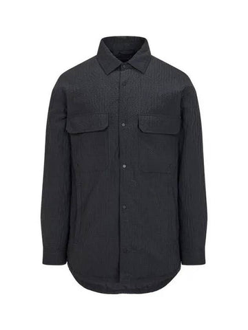 Men s seersucker snap button collar jacket black - EMPORIO ARMANI - BALAAN 1