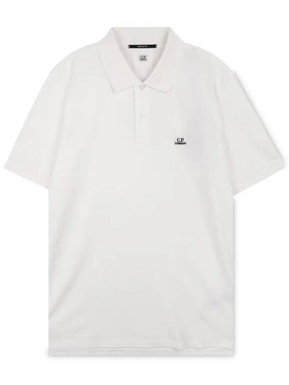 Men's Embroidered Logo Stretch Short Sleeve Polo Shirt White - CP COMPANY - BALAAN 2