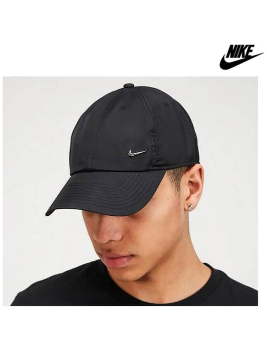 H86 White Metal Swoosh Unisex Hat Black - NIKE - BALAAN 1