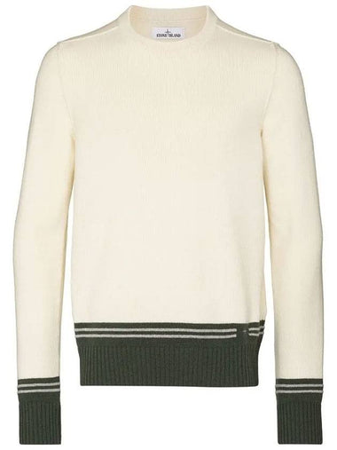 Back Embroidery Logo Wool Knit Top Ivory - STONE ISLAND - BALAAN 1