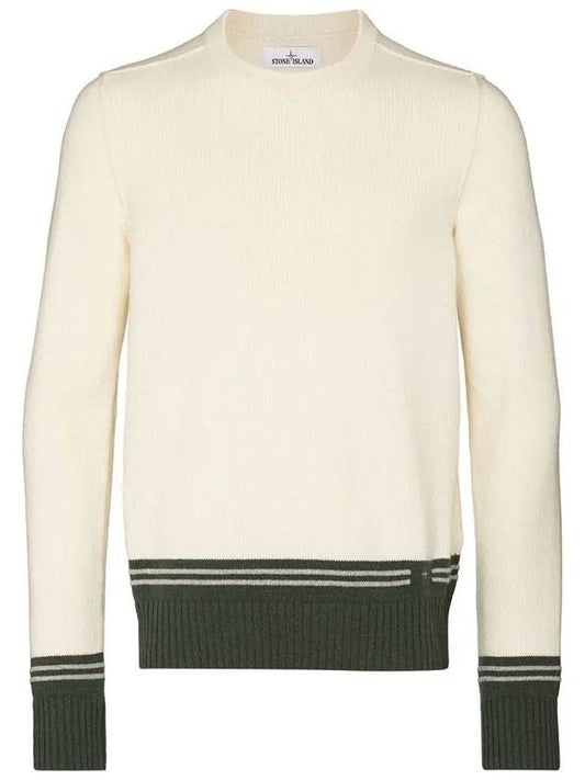 Back Embroidery Logo Wool Knit Top Ivory - STONE ISLAND - BALAAN 1