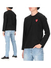 Play Double Heart Waffen Long Sleeve T-Shirt Black - COMME DES GARCONS - BALAAN 2