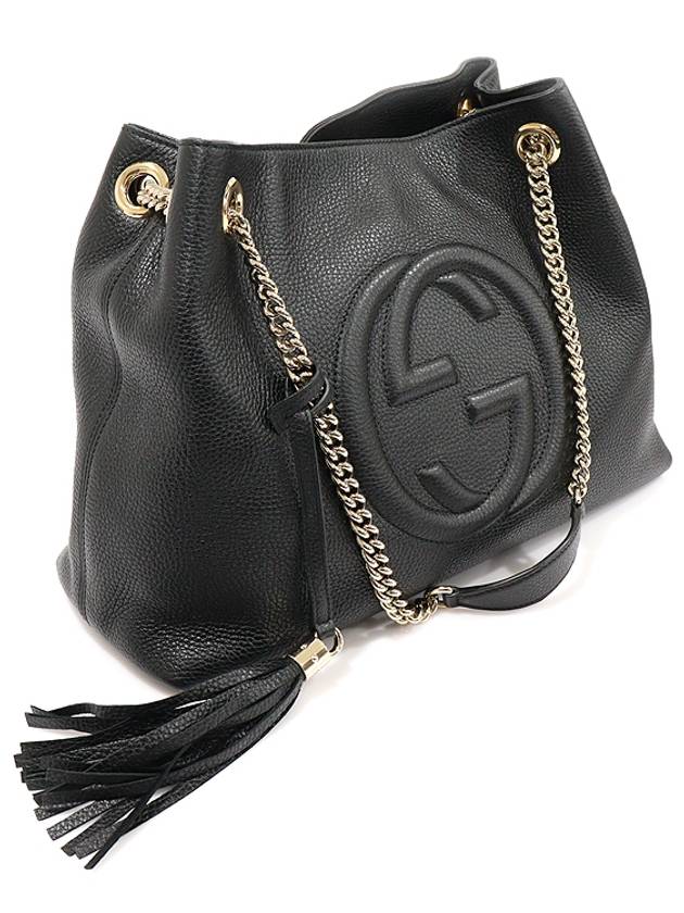 536196 Black leather gold plated Soho tassel shoulder bag - GUCCI - BALAAN 3