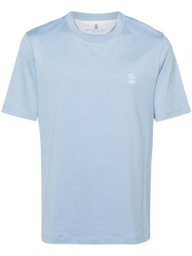 Logo Short Sleeve T-shirt Blue - BRUNELLO CUCINELLI - BALAAN 2