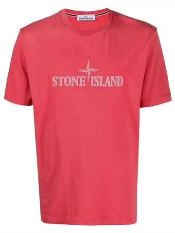 Stitches Two Embroidery Short Sleeve T-Shirt Cyclamen - STONE ISLAND - BALAAN 1