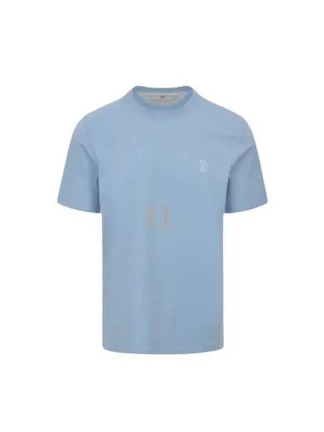 Logo Short Sleeve T-shirt Blue - BRUNELLO CUCINELLI - BALAAN 2