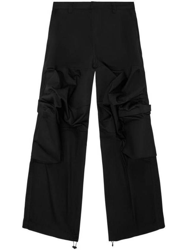 P Arne A Technical Cotton Twill Cargo Wide Pants Black - DIESEL - BALAAN 1