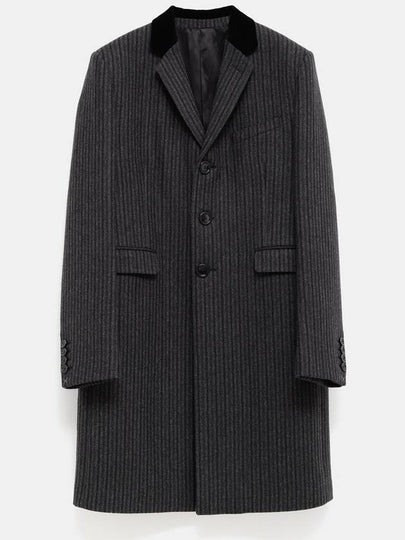 chesterfield Striped Single Coat Anthracite Black - CELINE - BALAAN 2