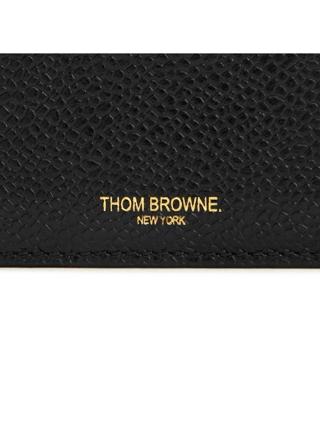 Stripe Note Compartment Pebble Grain Leather Card Wallet Black - THOM BROWNE - BALAAN 6