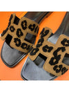 Women s Oran Sandals Calfskin Leopard Skin Black Brown - HERMES - BALAAN 3