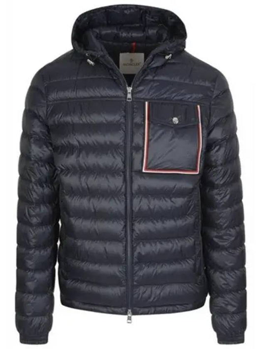 1A00061 53279 776 LIHOU Liu Logo Patch Pocket Hooded Jumper Blue Navy Men s Padding TLS 270920 - MONCLER - BALAAN 1