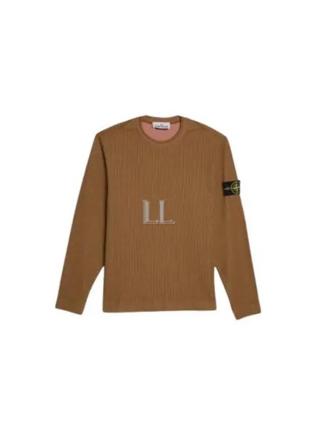 Men's Wappen Patch Crewneck Knit Sweatshirt Dark Beige - STONE ISLAND - BALAAN 2