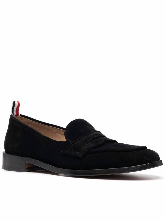 Men's Varsity Suede Loafers Black - THOM BROWNE - BALAAN.