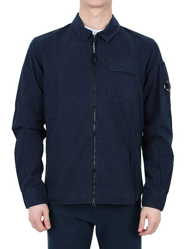 Gabardine Zipped Long Sleeve Shirt Navy - CP COMPANY - BALAAN 3