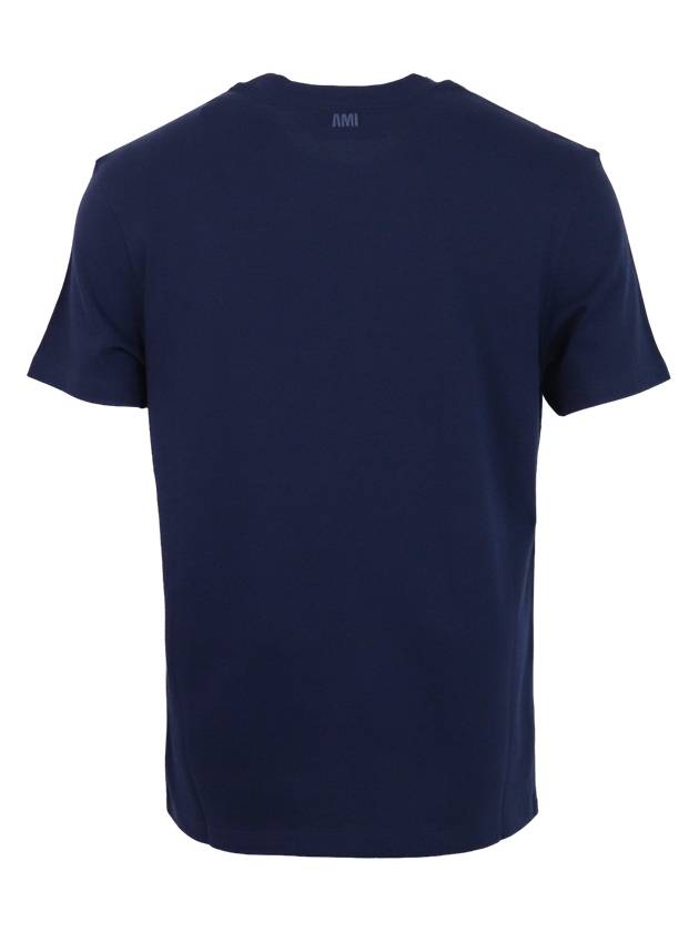 Heart Logo Cotton Short Sleeve T-Shirt Navy - AMI - BALAAN 3