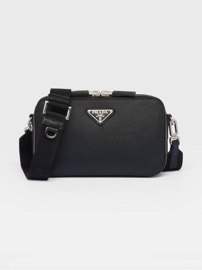 Brique Saffiano Leather Cross Bag Black - PRADA - BALAAN 2