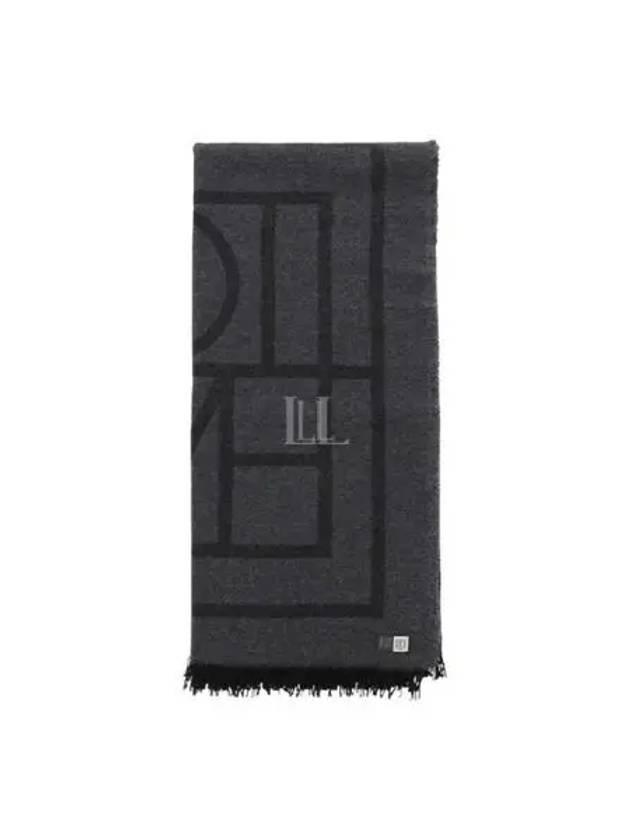 Monogram Wool Cashmere Scarf Black - TOTEME - BALAAN 2