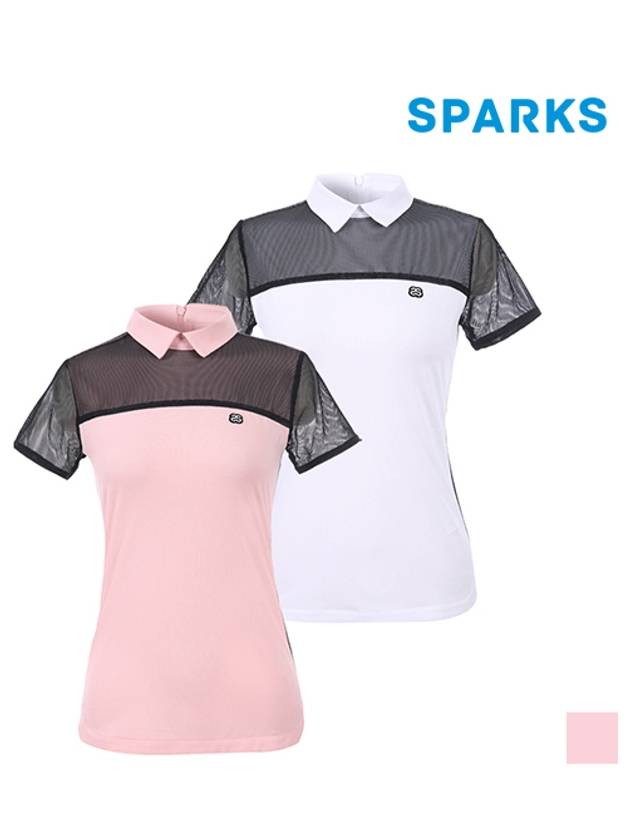 Mesh Collar Short Sleeve T-Shirt SL2LTS032 - SPARKS - BALAAN 1