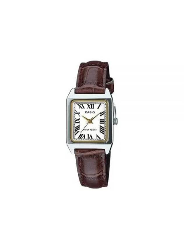 Women's Vintage Analog Square Leather Watch Brown - CASIO - BALAAN 2