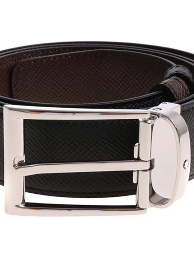 Rectangular Pin Buckle Reversible Leather Belt Black Brown - MONTBLANC - BALAAN 8