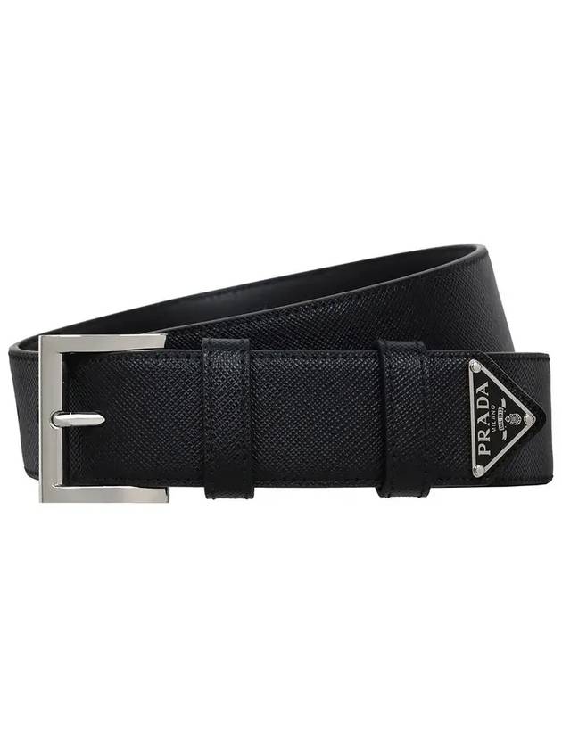 Saffiano Leather Belt Black - PRADA - BALAAN 2