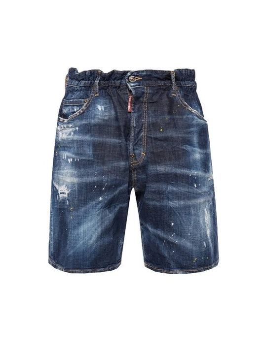 Men's Distressed Denim Shorts Blue - DSQUARED2 - BALAAN.