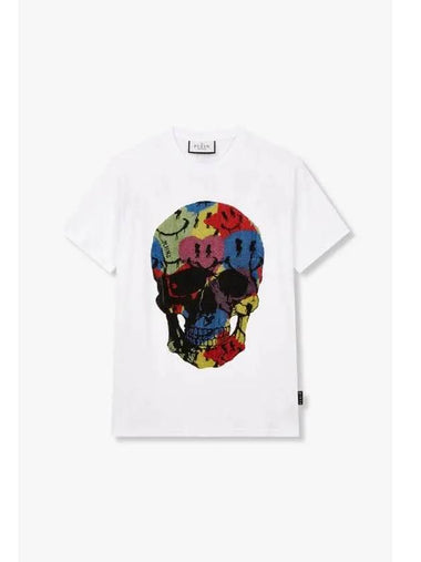 Men s Hotfix Colorful Skull T Shirt White - PHILIPP PLEIN - BALAAN 1