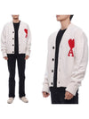 Big Heart Logo Oversized Intarsia Cardigan White - AMI - BALAAN 2