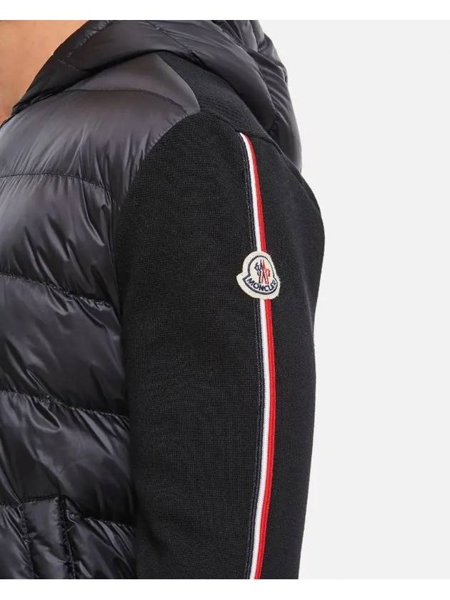 Logo Patch Padded Wool Hooded Jacket Black - MONCLER - BALAAN 5