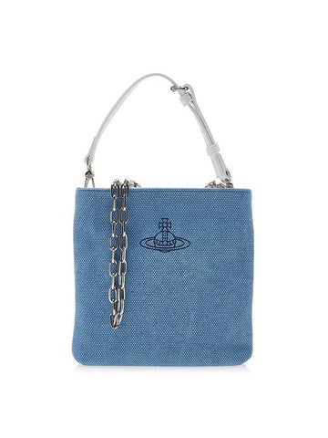 Logo Plaque Square Canvas Tote Bag Blue - VIVIENNE WESTWOOD - BALAAN 1