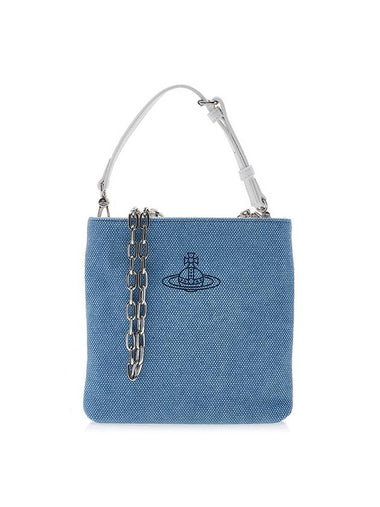 Logo Plaque Square Canvas Tote Bag Blue - VIVIENNE WESTWOOD - BALAAN 1