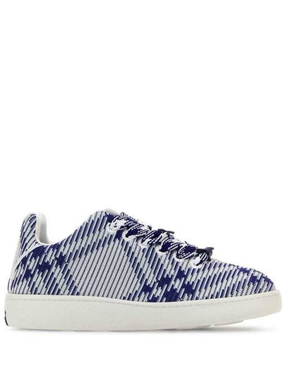 Box Check Print Leather Low Top Sneakers Royal Blue - BURBERRY - BALAAN 2