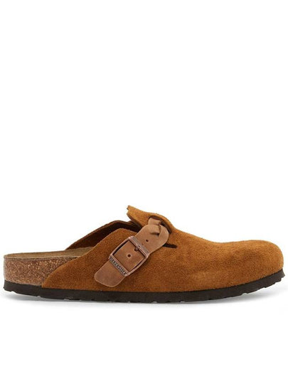 Round Toe Buckle Detail Suede Mule Brown - BIRKENSTOCK - BALAAN 2