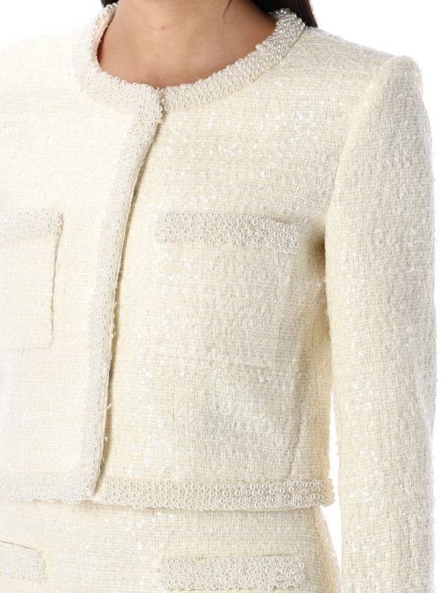 Self-Portrait Boucle Cream Cropped Jacket - SELF PORTRAIT - BALAAN 3