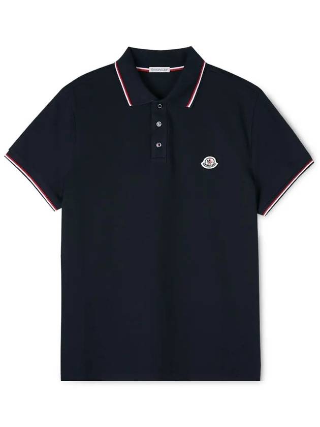 Logo Patch Polo Shirt Dark Blue - MONCLER - BALAAN 4