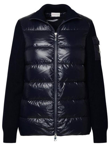 Padded Wool Cardigan Navy - MONCLER - BALAAN 1