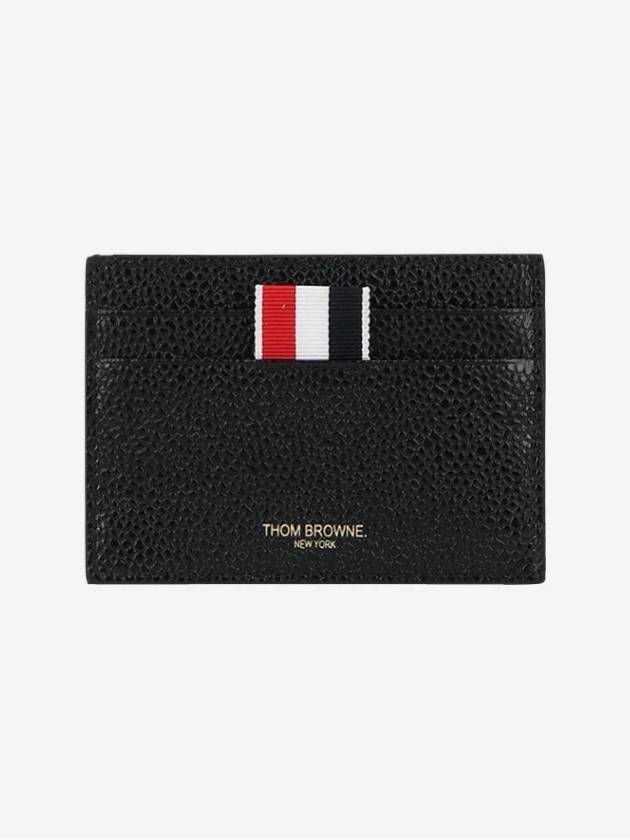 Stripe Note Compartment Pebble Grain Leather Card Wallet Black - THOM BROWNE - BALAAN 2