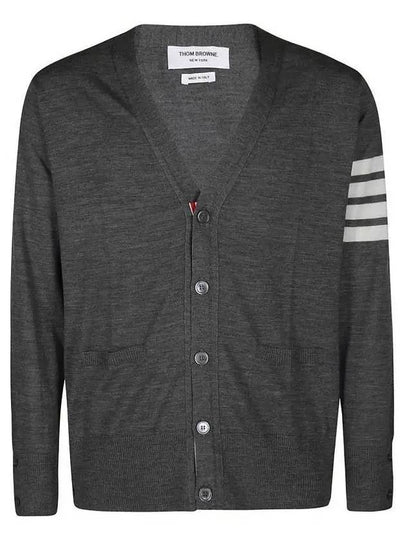 Men's Sustainable Classic Diagonal Wool Cardigan Dark Grey - THOM BROWNE - BALAAN 2