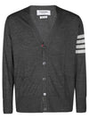 Men's Sustainable Classic Diagonal Wool Cardigan Dark Grey - THOM BROWNE - BALAAN 3