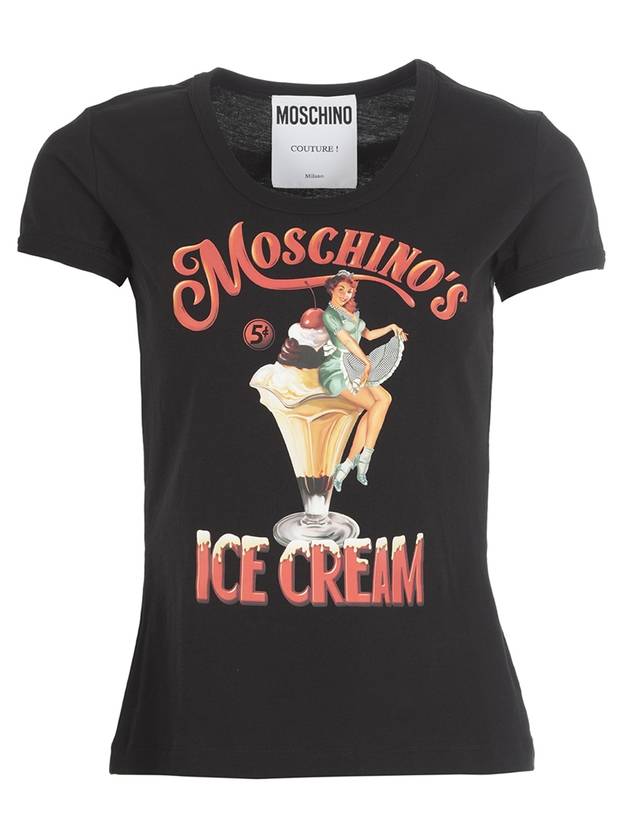 Women's Ice Cream Graphic Short Sleeve T-Shirt Black - MOSCHINO - BALAAN 1