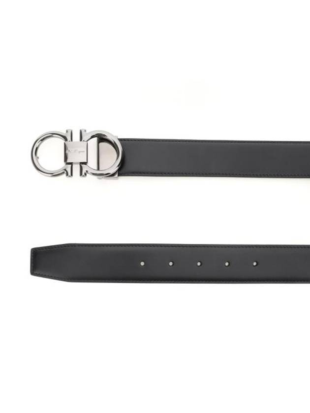 Gancini Reversible Adjustable Calfskin Leather Belt Black - SALVATORE FERRAGAMO - BALAAN 3