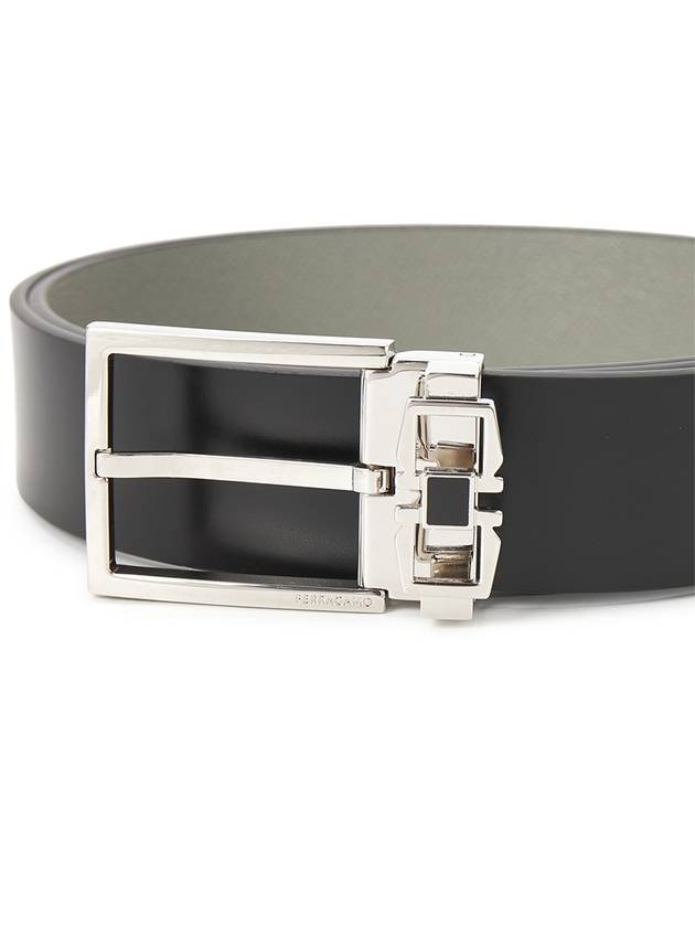 Gancini Leather Belt Black - SALVATORE FERRAGAMO - BALAAN 7