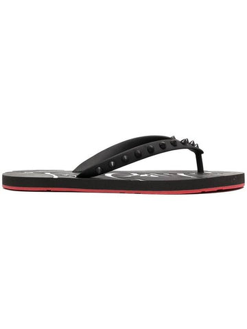 Loubi Spike Rubber Flip Flops Black - CHRISTIAN LOUBOUTIN - BALAAN 1