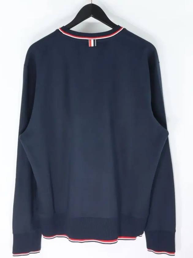 Logo Tab RWB Stripe Trimming Knit Top Navy - THOM BROWNE - BALAAN 8