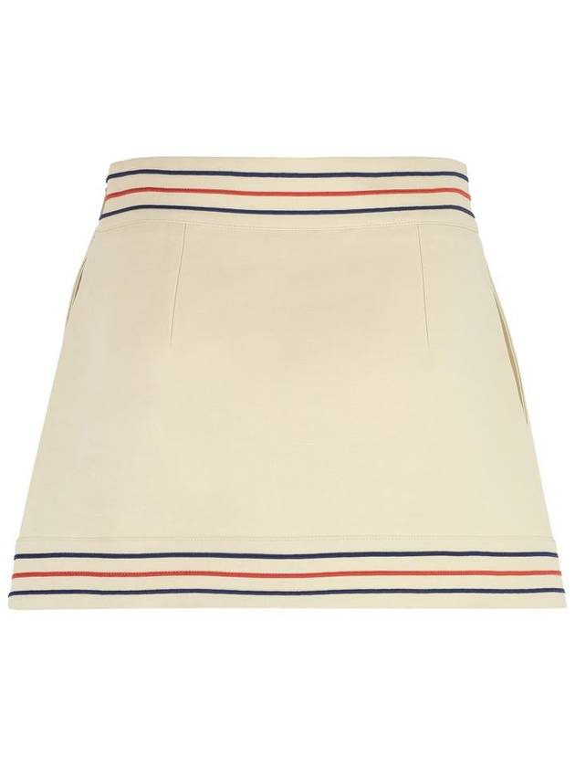 Cotton Linen Short A-Line Skirt Ivory - GUCCI - BALAAN 3