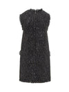 Cotton Tweed Sleeveless Midi Dress Black - MSGM - BALAAN 3