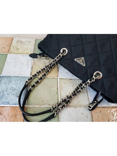 1BG017 Black Chain Quilted Shoulder Bag Tote - PRADA - BALAAN 2